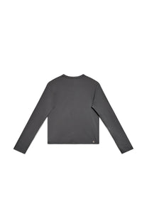 Shale | EDN Genesis womens long sleeve product rear view, organic cotton