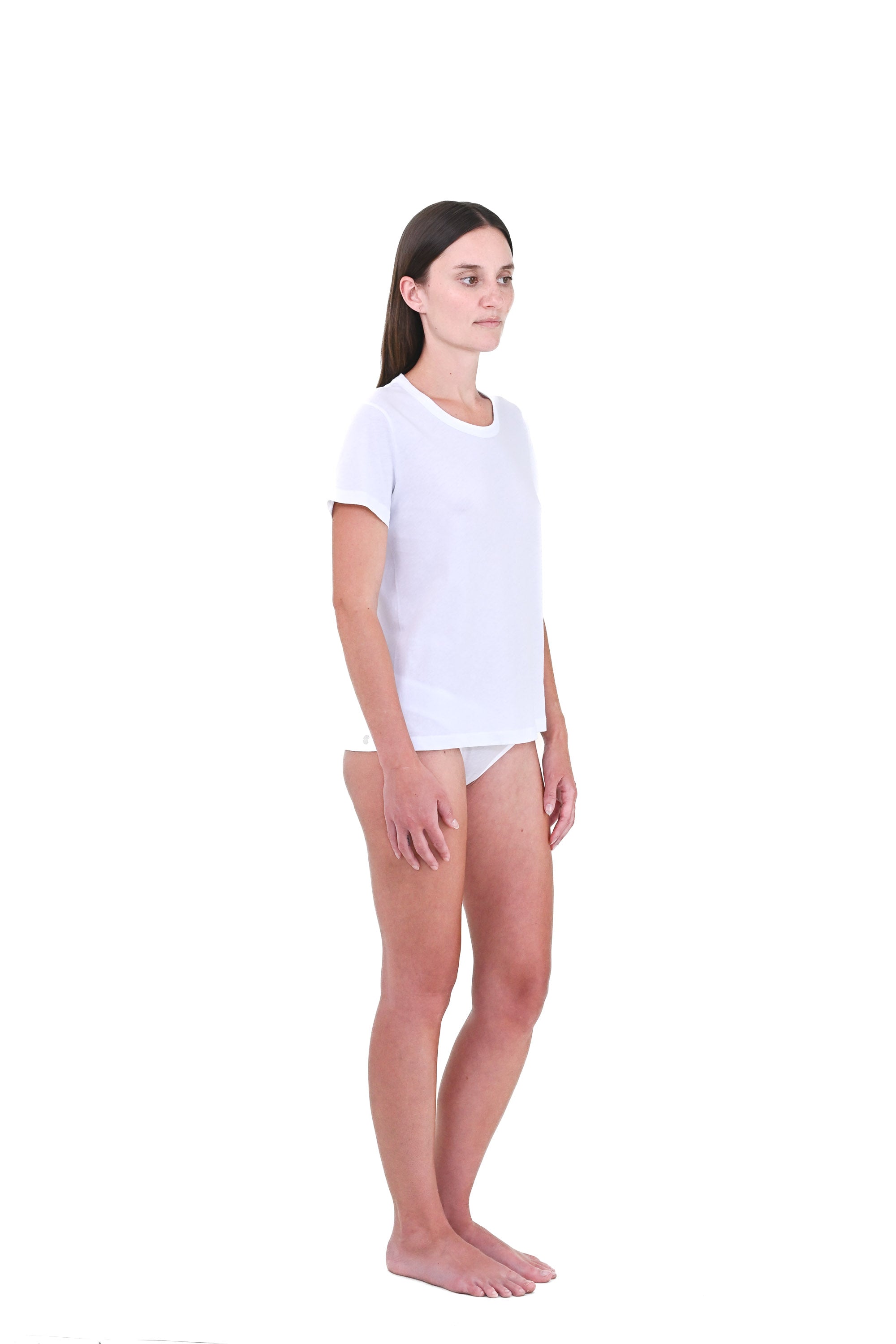 Alabaster | EDN Genesis womens t-shirt on-body side view, organic cotton
