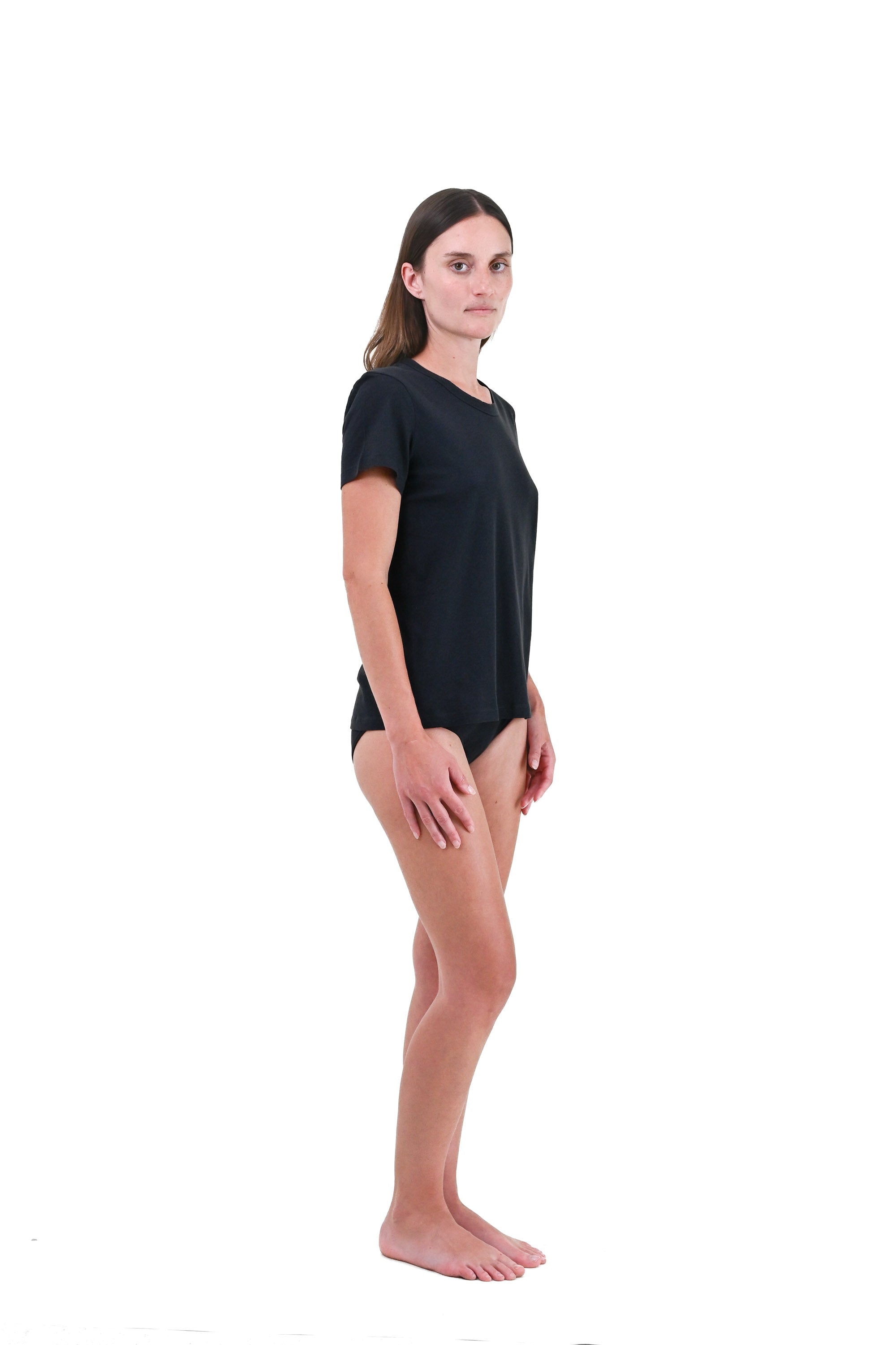 Cinder | EDN Genesis womens t-shirt on-body side view, organic cotton