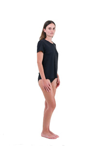 Cinder | EDN Genesis womens t-shirt on-body side view, organic cotton