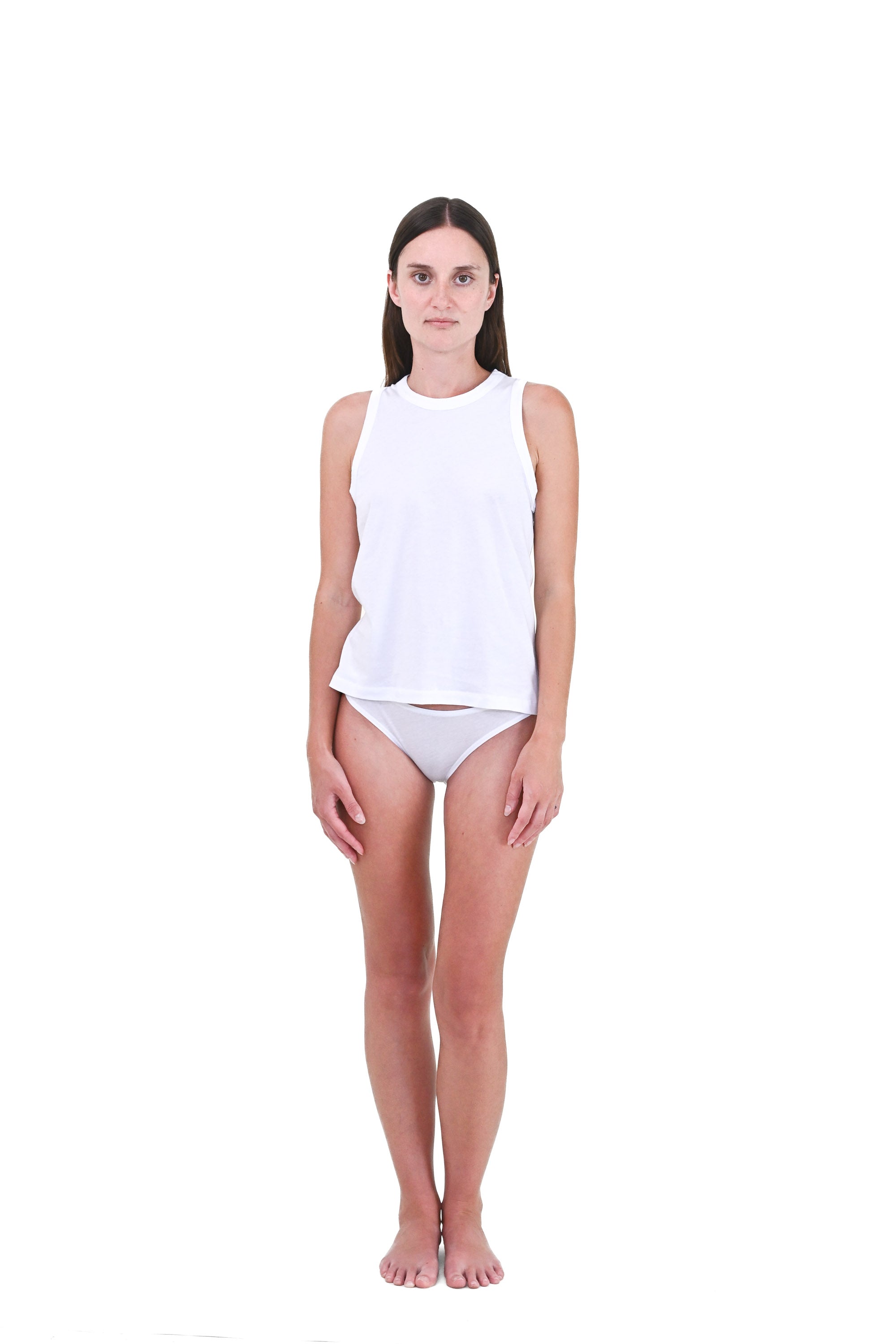 Alabaster | EDN Genesis womens tank on-body front view, organic cotton