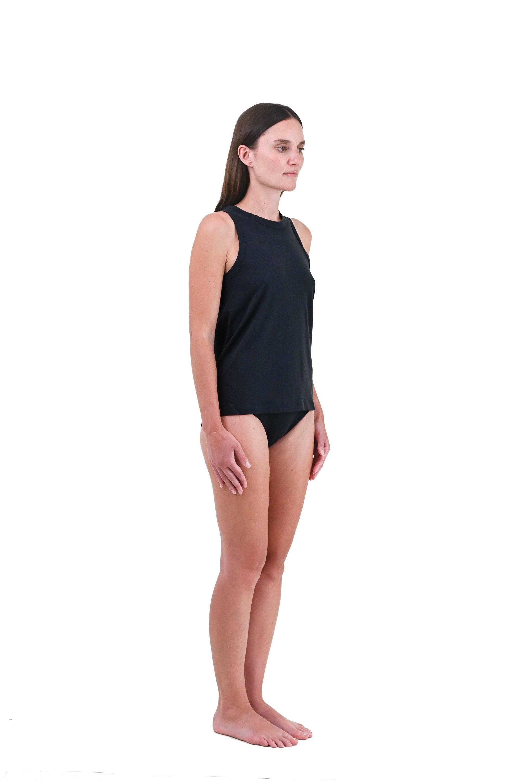 Cinder | EDN Genesis womens tank on-body side view, organic cotton