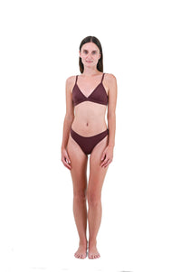 Clay | EDN Genesis womens thong on-body front view, organic cotton