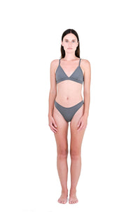Shale | EDN Genesis womens thong on-body front view, organic cotton