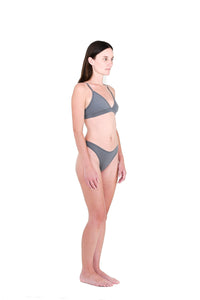 Shale | EDN Genesis womens thong on-body side view, organic cotton