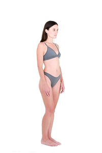 Shale | EDN Genesis womens thong on-body side view, organic cotton